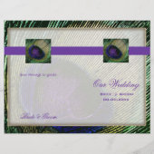 Peacock over de sjabloon van het paarse trouwprogr (Achterkant)