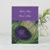 Peacock over paarse bruiloft kaart (Staand voorkant)