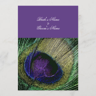 Peacock over paarse bruiloft kaart