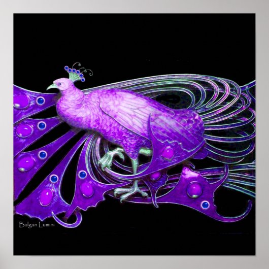 PEACOCK, paars blauw vioolzwart Poster (Voorkant)