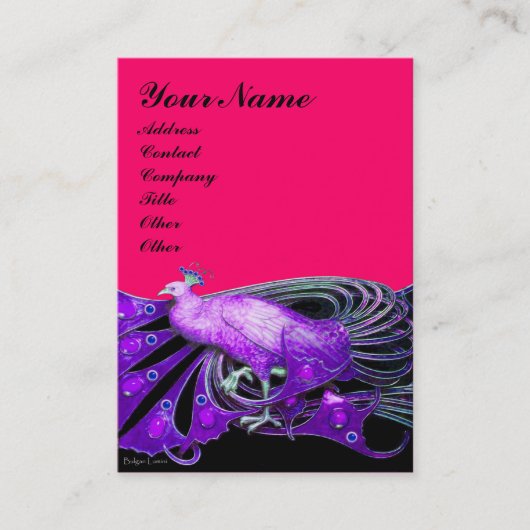 PEACOCK paars roze zwart Visitekaartje (Voorkant)
