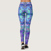 Peacock Paarse, blauw en groen gemarmerde look Leggings (Achterkant)