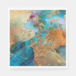 Peacock paarse blauw faux gold folie stijlvol servet