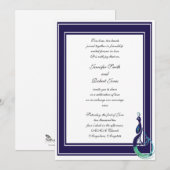 Peacock Paarse, Blauwgroen, groene bruiloft uitnod Kaart (Voorkant / Achterkant)