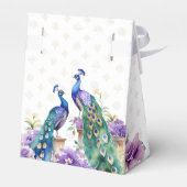 Peacock paarse bloemen Indiase bruiloft gunst Bedankdoosjes (Achterkant)