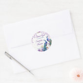 Peacock paarse bloemen Mehndi Indiase bruiloft gun Ronde Sticker (Envelop)