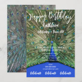 PEACOCK PAARSE FOTO HAPPY BIRTHDAY INVITATIE KAART (Voorkant / Achterkant)
