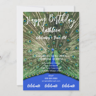 PEACOCK PAARSE FOTO HAPPY BIRTHDAY INVITATIE KAART