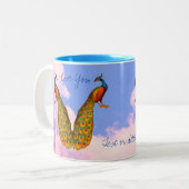 Peacock Pair Art I Love You Personated Tweekleurige Koffiemok (Voorkant links)
