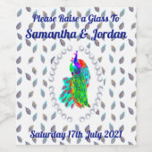 Peacock Pair gepersonaliseerd wijnlabel Wijn Etiket (Enkel label)