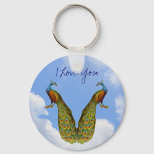 Peacock Pair Ik hou van je Sleutelhanger