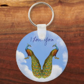 Peacock Pair Ik hou van je Sleutelhanger (Voorkant)