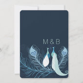 Peacock Pair Tortelduifjes Blue Wedding Invite Kaart (Achterkant)