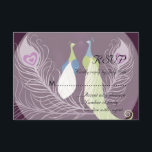 Peacock Pair Tortelduifjes Paars bruiloft RSVP Kaartje<br><div class="desc">Een overeenkomend product met onze officiële trouwuitnodiging, zie hieronder: Peacocks, liefdesvogels, vredestroekveren, paars limoen-groen blauwgroen-blauw witte bruiloft RSVP of verwante gebeurtenis (repetitie-diner, echtpaar-douche, trouwdouche, verlovingsfeest... .) een aangepaste uitnodiging met een retrorflair . Gelieve te personaliseren het met uw eigen tekst af en toe of te klikken de knoop "aanpast het"om...</div>