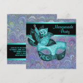 Peacock Paisley Blauwgroen Blauwe Paarse Masquerad Kaart (Voorkant / Achterkant)