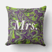 Peacock Paisley Paars en Green Brides Kussen (Voorkant)