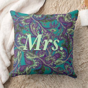 Peacock Paisley Paars en Green Brides Kussen