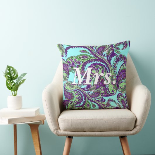 Peacock Paisley Paars en Green Brides Kussen (Stoel)