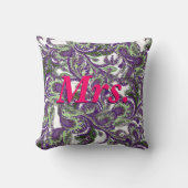 Peacock Paisley Paars en Green Brides Kussen (Voorkant)
