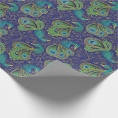 Peacock Paisley Pattern Blue Cadeaupapier (Hoek)