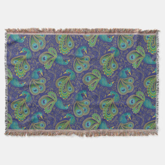 Peacock Paisley Pattern Blue Deken