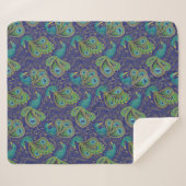 Peacock Paisley Pattern Blue Sherpa Deken (Voorkant (horizontaal))