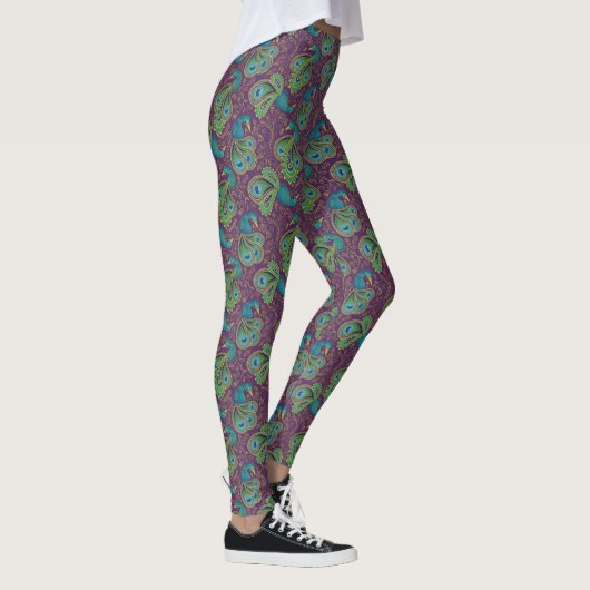 Peacock Paisley Pattern Purple Leggings (Rechts)