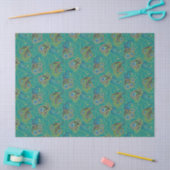 Peacock Paisley Pattern Teal Tissuepapier (Craft)