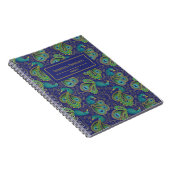 Peacock Paisley Royal Blue Monogram Notitieboek (Rechterzijde)