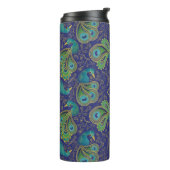 Peacock Paisley Royal Blue Monogram Thermosbeker (Gedraaid links)