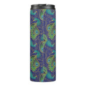 Peacock Paisley Royal Blue Monogram Thermosbeker (Achterkant)