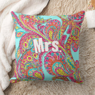 Peacock Paisley Tangerine Mustard Yellow Brides Kussen