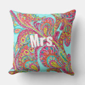 Peacock Paisley Tangerine Mustard Yellow Brides Kussen (Voorkant)