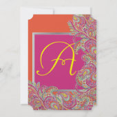 Peacock Paisley Tangerine Mustard Yellow Fuchsia Kaart (Achterkant)