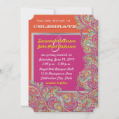 Peacock Paisley Tangerine Mustard Yellow Fuchsia Kaart (Voorkant)