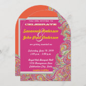 Peacock Paisley Tangerine Mustard Yellow Fuchsia Kaart (Voorkant / Achterkant)