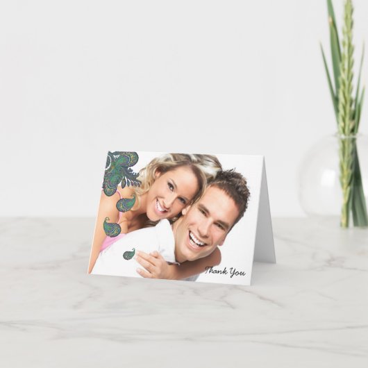 Peacock Paisley Wedding Bedankt voor je briefkaart (Voorkant)