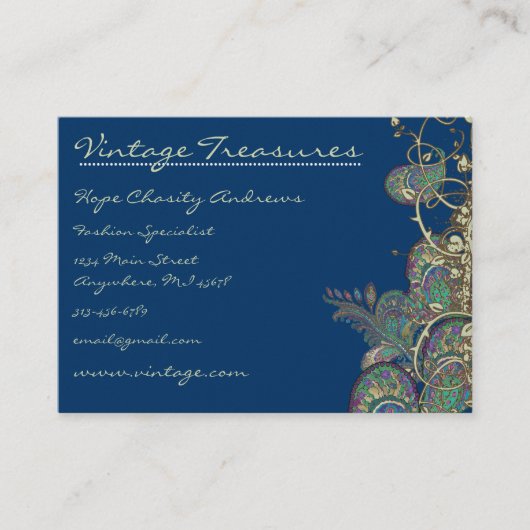  Peacock Paisleys Swirl Design Visitekaartje (Voorkant)
