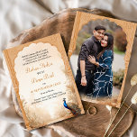 Peacock Palm Garden Indische foto bruiloft Kaart<br><div class="desc">Vier uw speciale dag met onze Peacocks Floral Garden Indian Terracotta Wedding Invitation. Met ingewikkelde bloemige design,  levendige pauwmotieven en rijke terracotta tinten,  combineert het traditie prachtig met elegantie.</div>