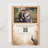 Peacock Palm Garden Indische foto bruiloft Kaart (Achterkant)