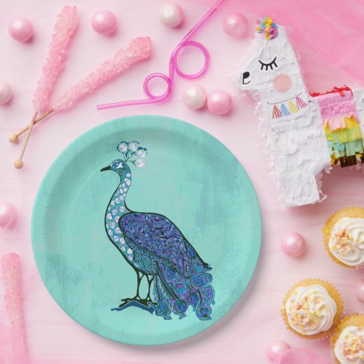 Peacock Papieren Bordje (Feest)