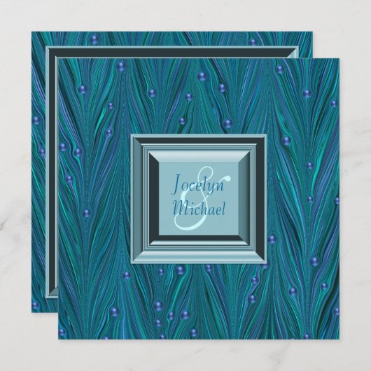 Peacock Parels Paarse Blauwgroen Blauwe bruiloft Kaart (Voorkant / Achterkant)
