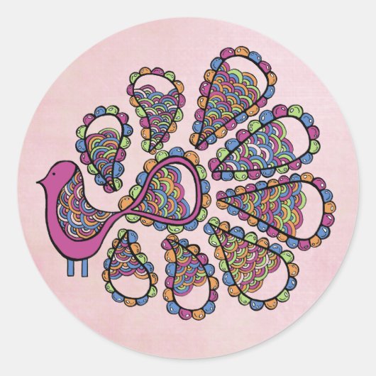 Peacock Party Roze DIY Cupcake Etiket (Voorkant)