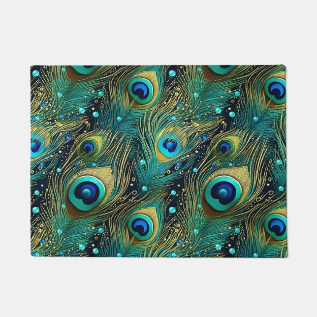 Peacock Passion Sierkussen Deurmat (Voorkant)