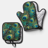 Peacock Passion Sierkussen Ovenwant & Pannenlap Set (Voorkant / Achterkant)