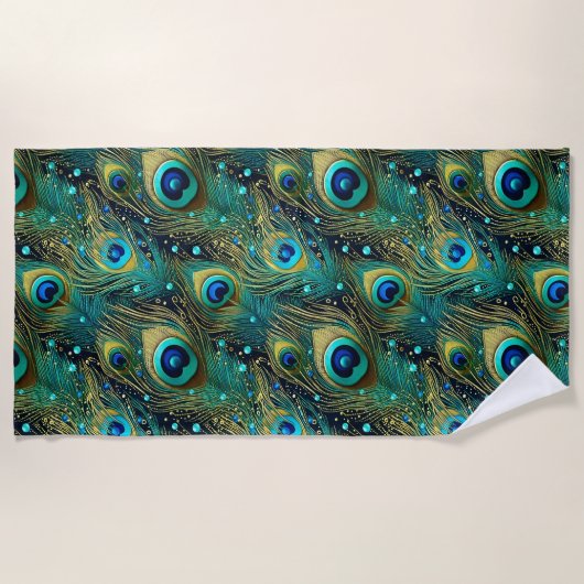 Peacock Passion Sierkussen Strandlaken (Voorkant)