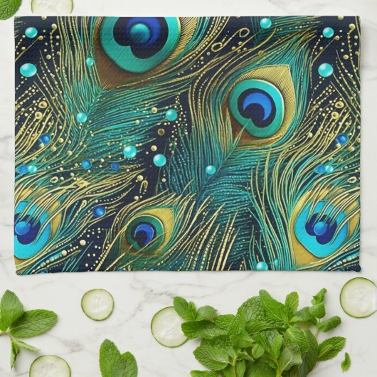 Peacock Passion Sierkussen Theedoek (Gevouwen)