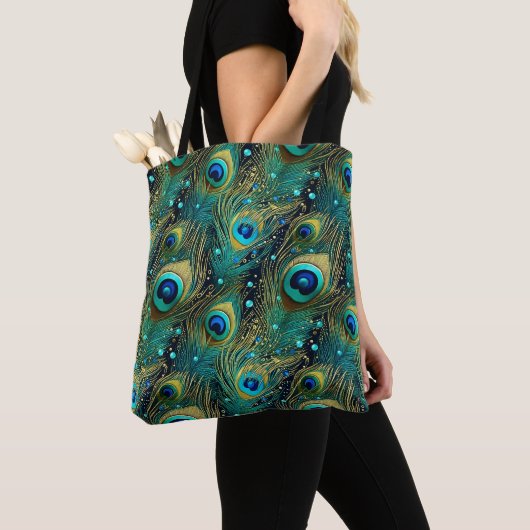 Peacock Passion Sierkussen Tote Bag (Dichtbij)