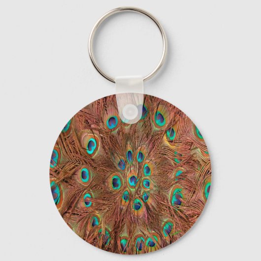 Peacock patroon Achtergrond Sleutelhanger (Voorkant)