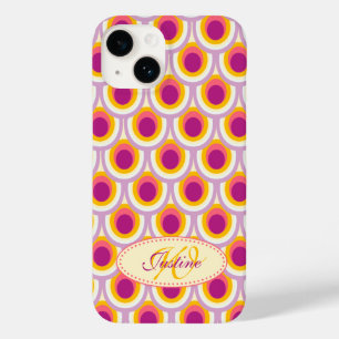 Peacock patroon gele roze naam Case-Mate iPhone 14 hoesje